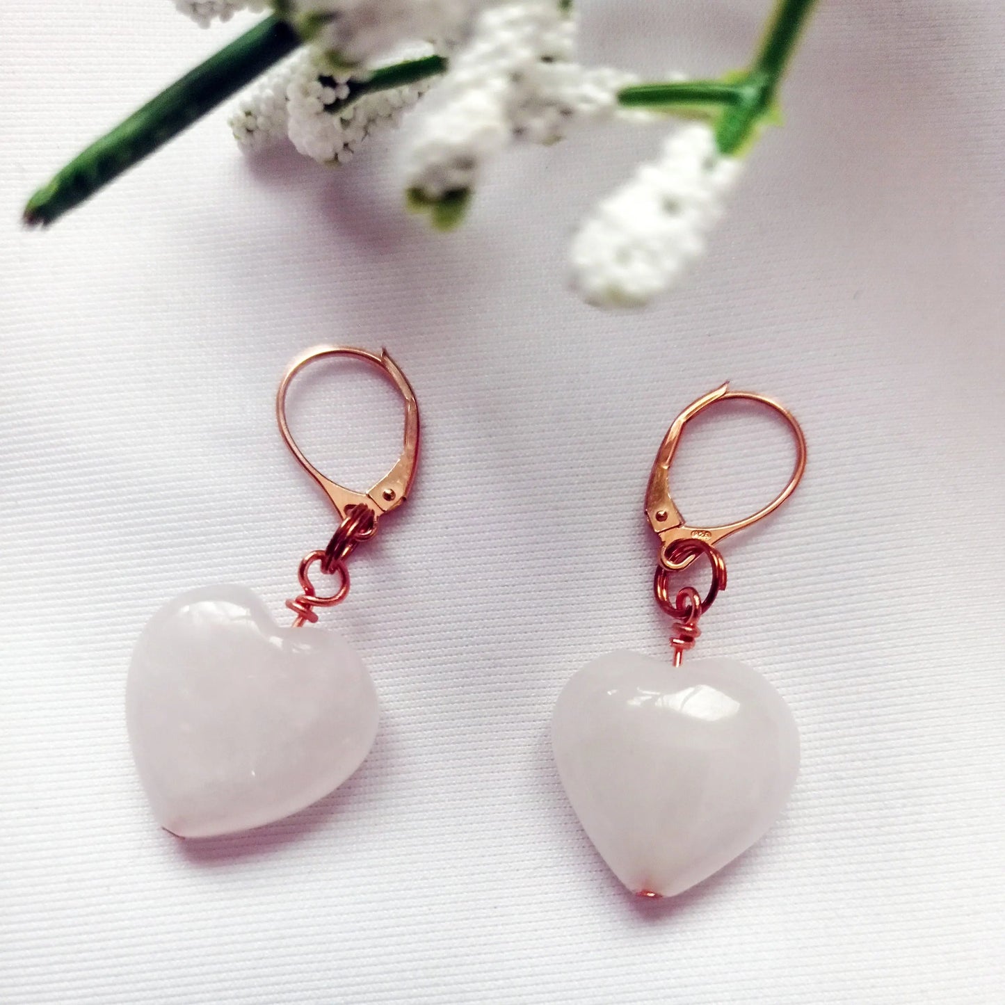 Rose Quartz Rose Gold Vermeil Earrings - Memoriex