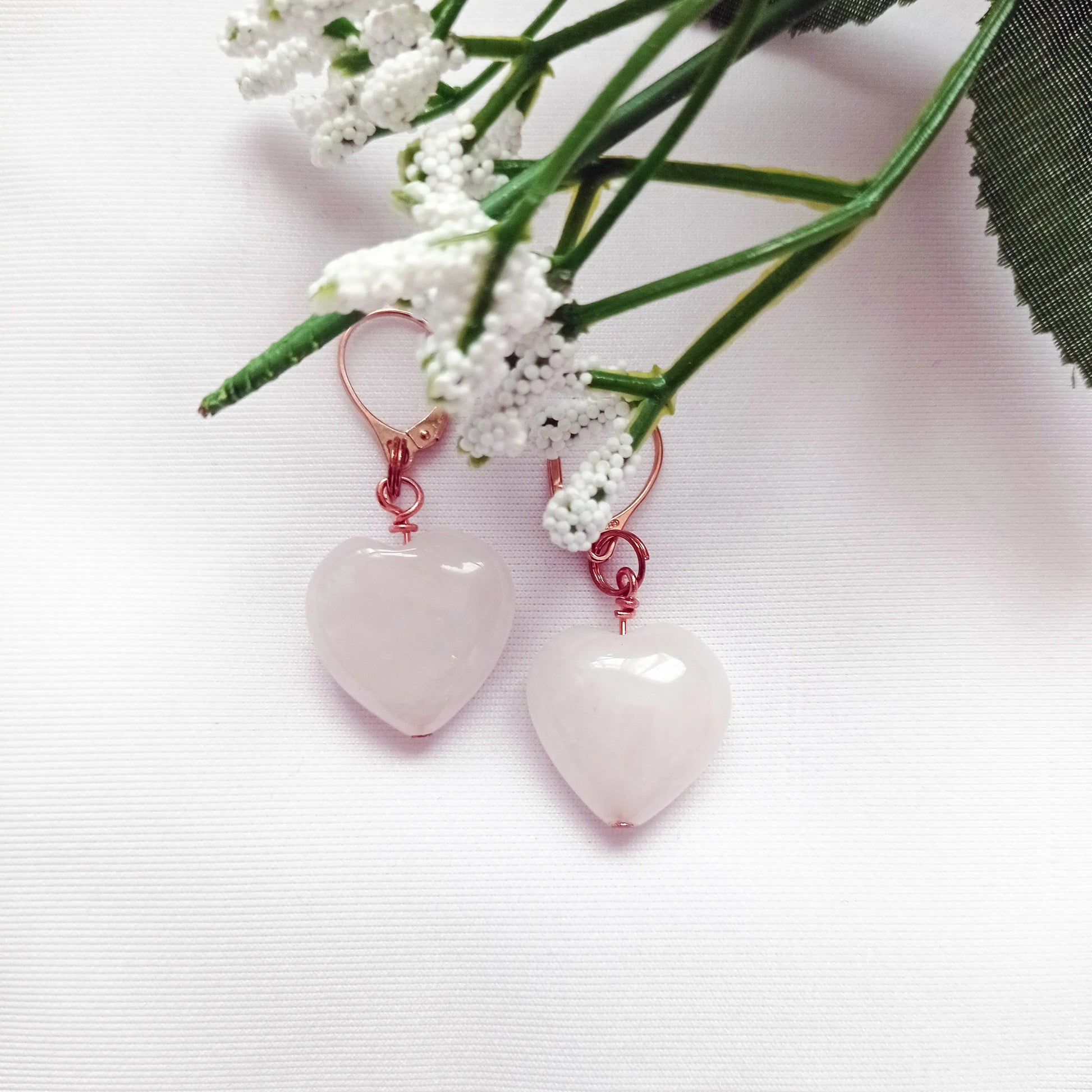 Rose Quartz Rose Gold Vermeil Earrings - Memoriex