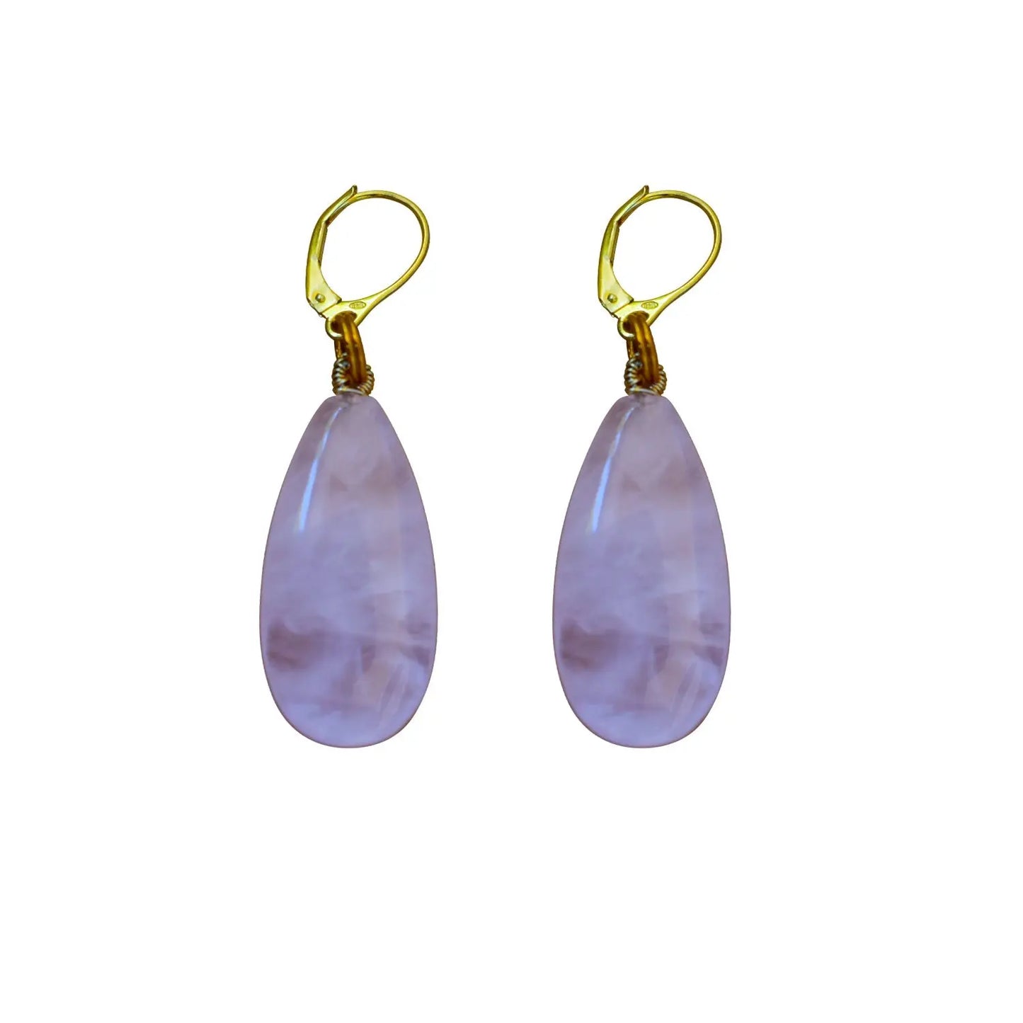 Rose Quartz and Yellow Gold Vermeil Earrings - Memoriex