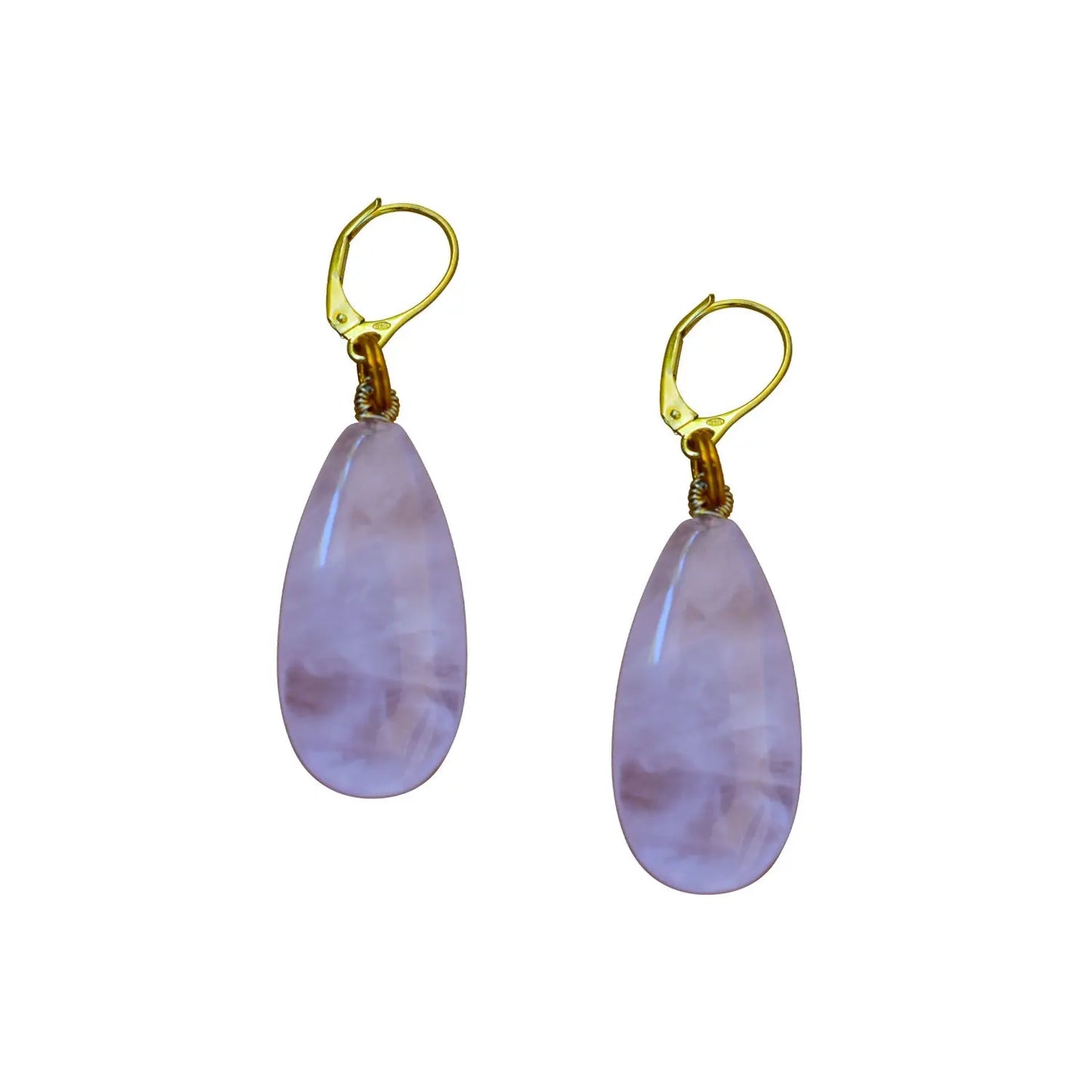 Rose Quartz and Yellow Gold Vermeil Earrings - Memoriex