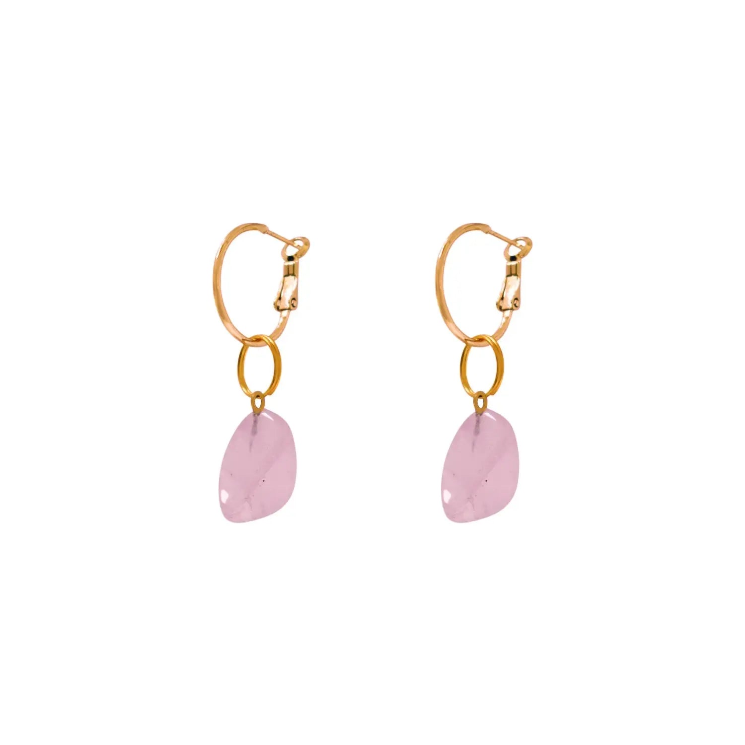 Rose Quartz hoop earrings - Memoriex