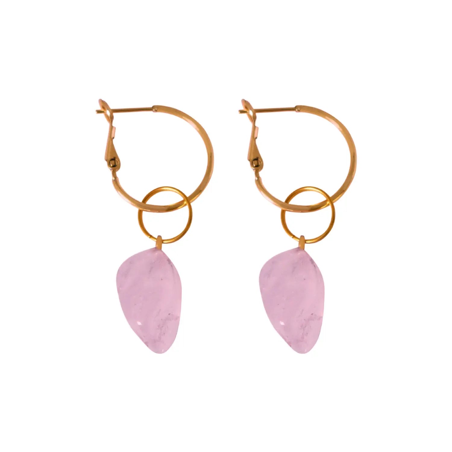 Rose Quartz hoop earrings - Memoriex