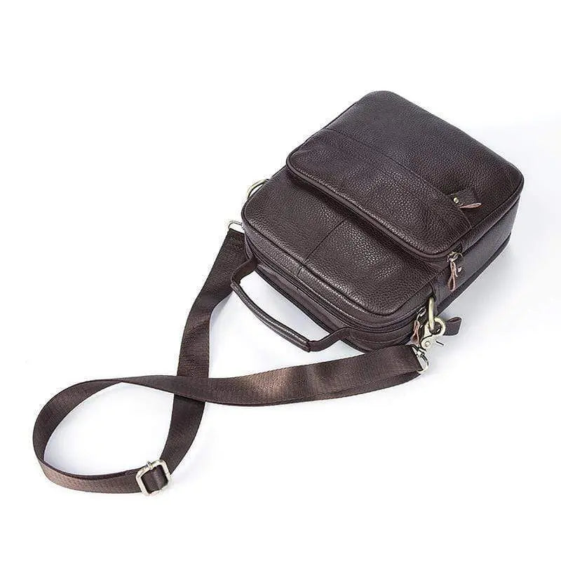 Rossie Viren Brown Men's Leather Messenger Bags Business Crossbody Shoulder Bag-4