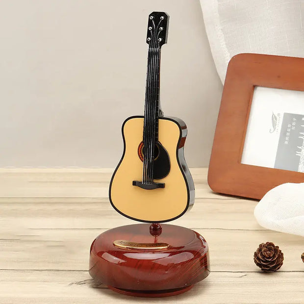 Rotating Music Box Guitar Violin Octave Box Birthday Gift Girls Holiday Gift Living Room Creative Ornaments - Memoriex 