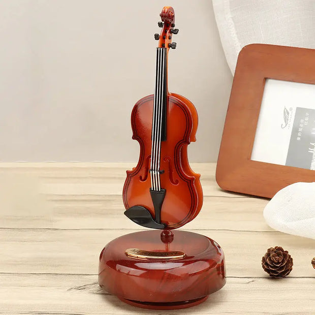 Rotating Music Box Guitar Violin Octave Box Birthday Gift Girls Holiday Gift Living Room Creative Ornaments - Memoriex 