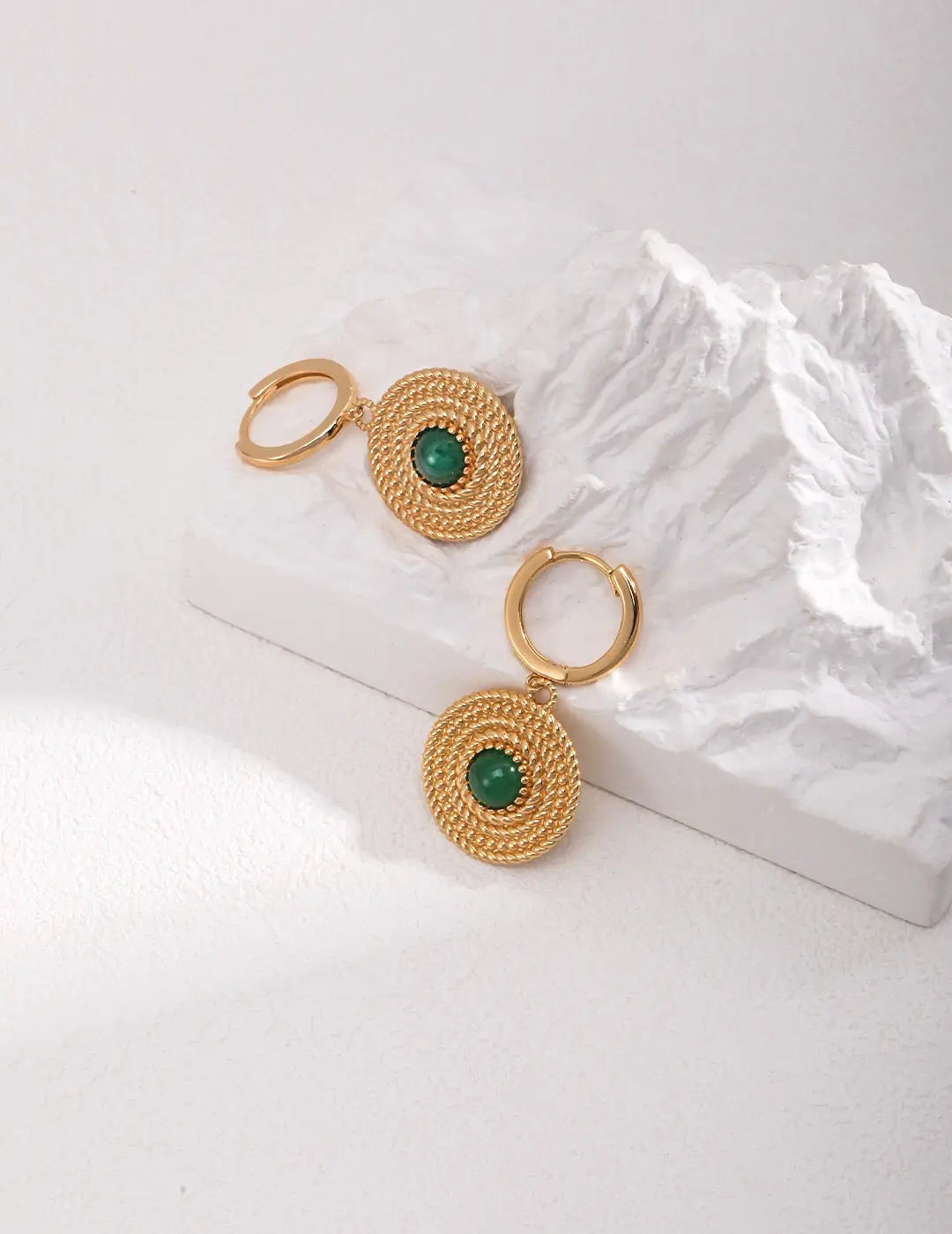 Round Green Pith Earrings-2