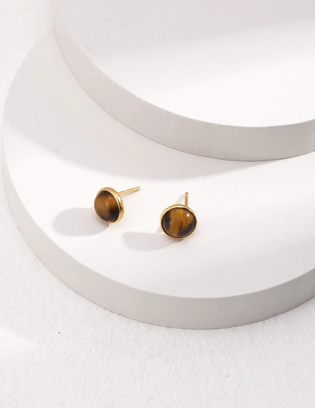 Round Removable Tiger Eye Earrings-3