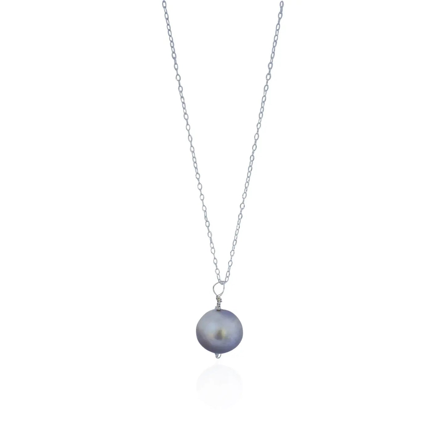 Round Silver freshwater pearl .925 sterling silver necklace - Memoriex