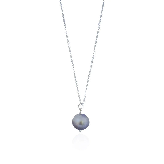 Round Silver freshwater pearl .925 sterling silver necklace - Memoriex