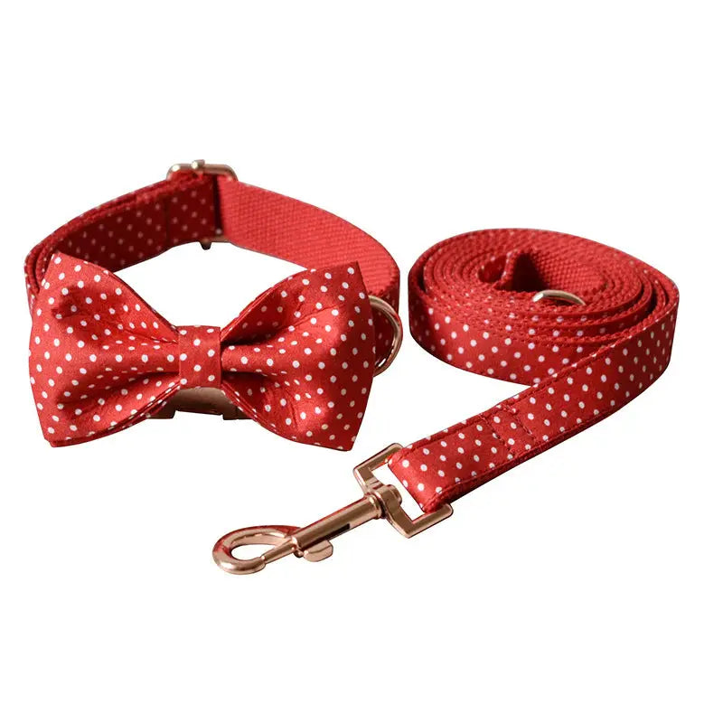 Ruby Dog Collar, Dog Collar & Dog Bowtie (Set) – by The Paw Co. - Memoriex