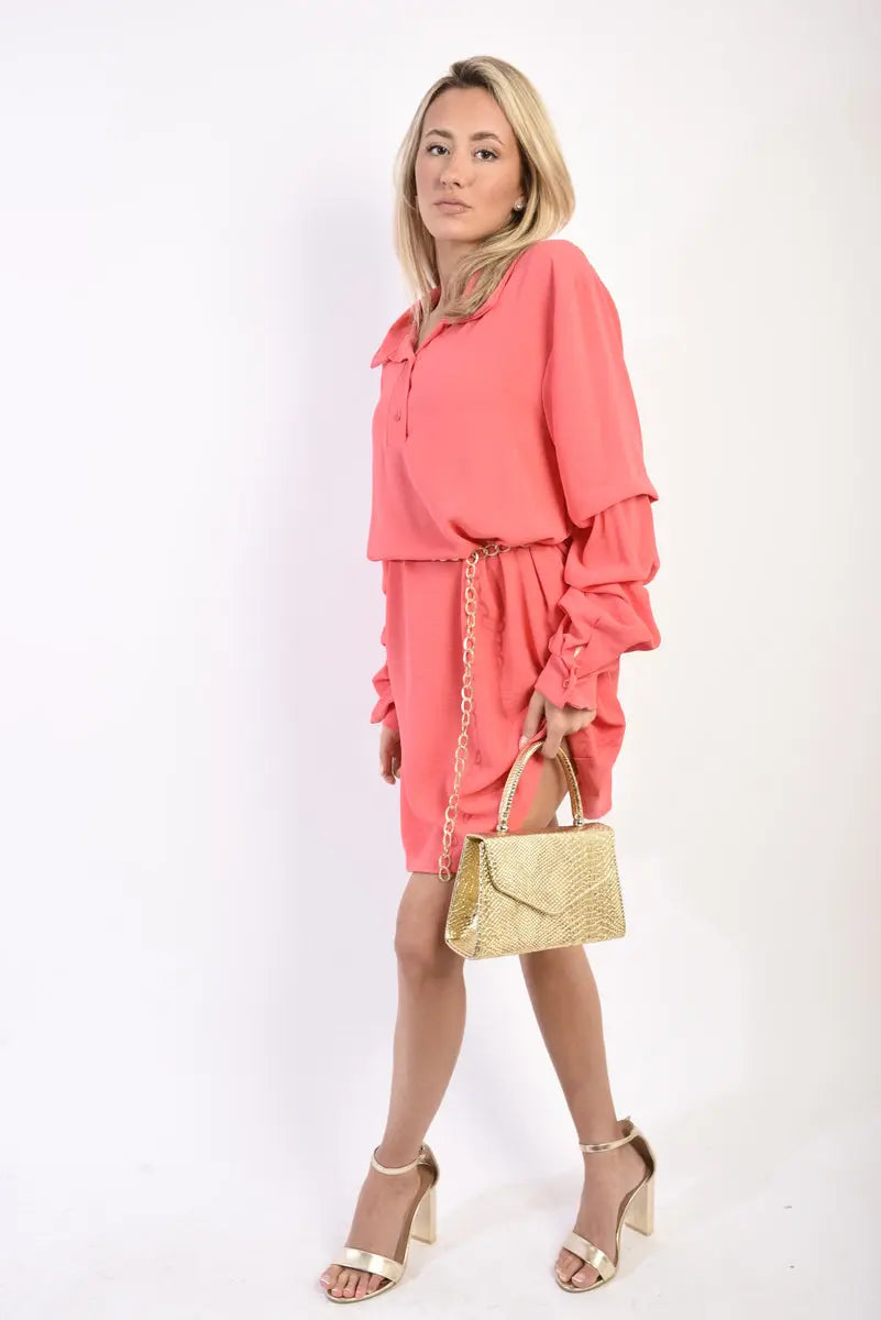 Ruffle Sleeve Pocket Button Front Blouse Dress-28