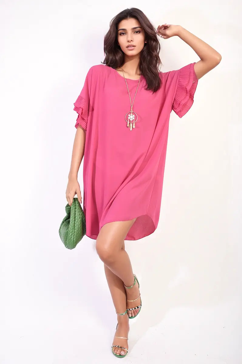 Ruffled Sleeve Mini Dress-20