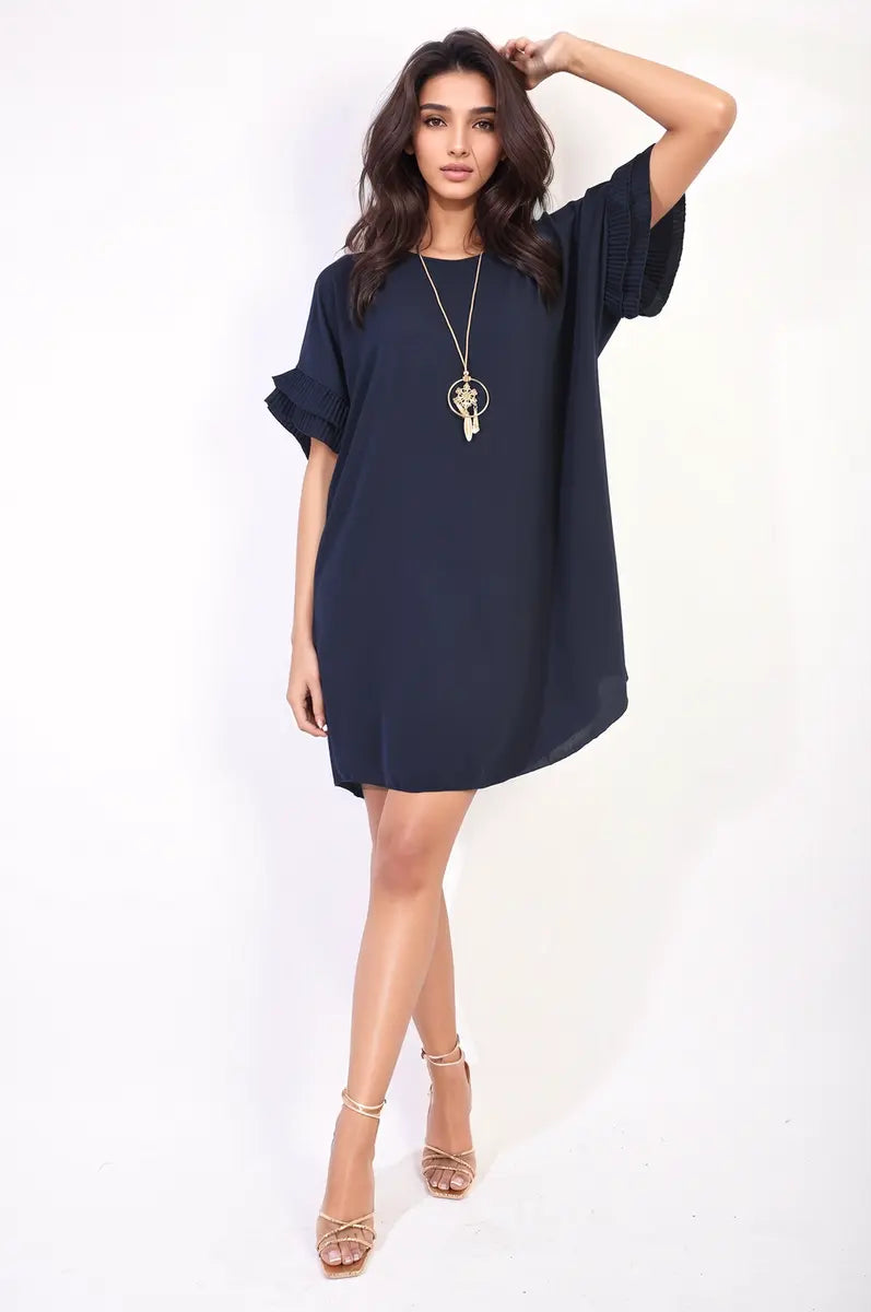 Ruffled Sleeve Mini Dress-23