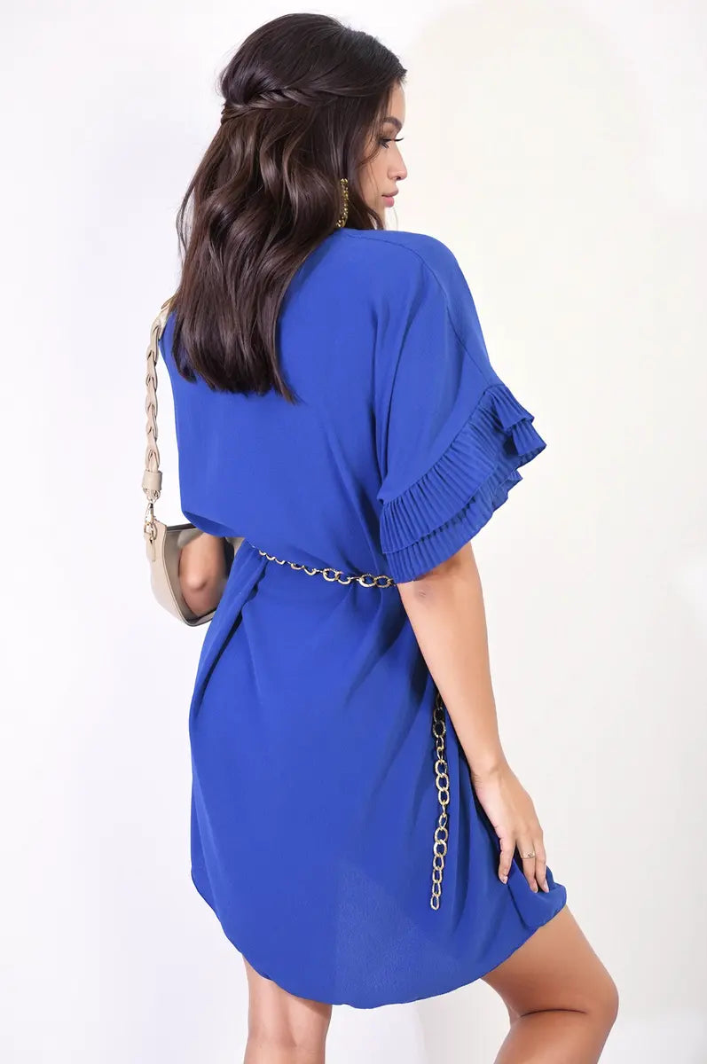 Ruffled Sleeve Mini Dress-4