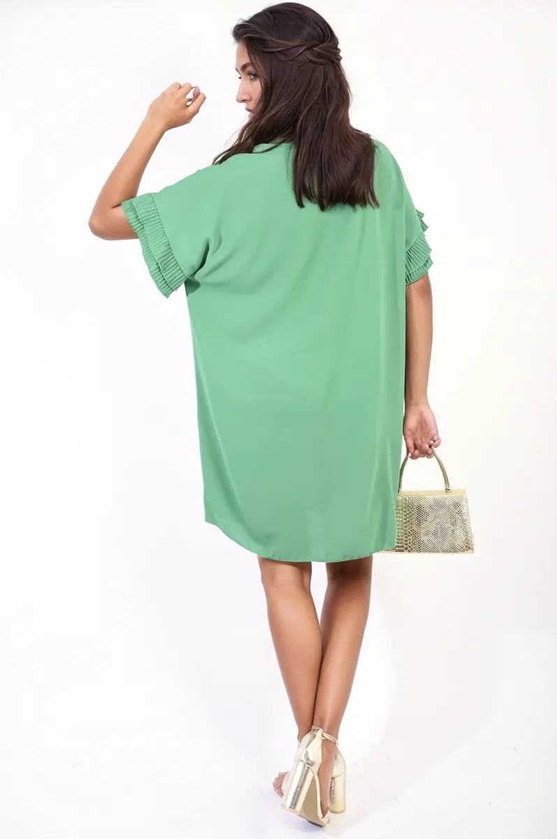 Ruffled Sleeve Mini Dress-7