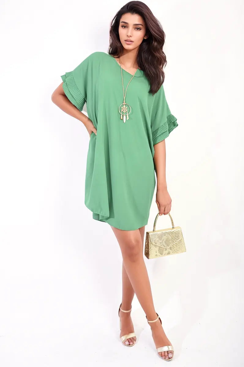 Ruffled Sleeve Mini Dress-8