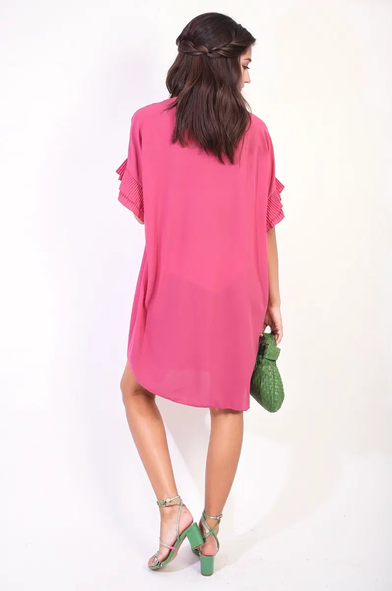 Ruffled Sleeve Mini Dress-19