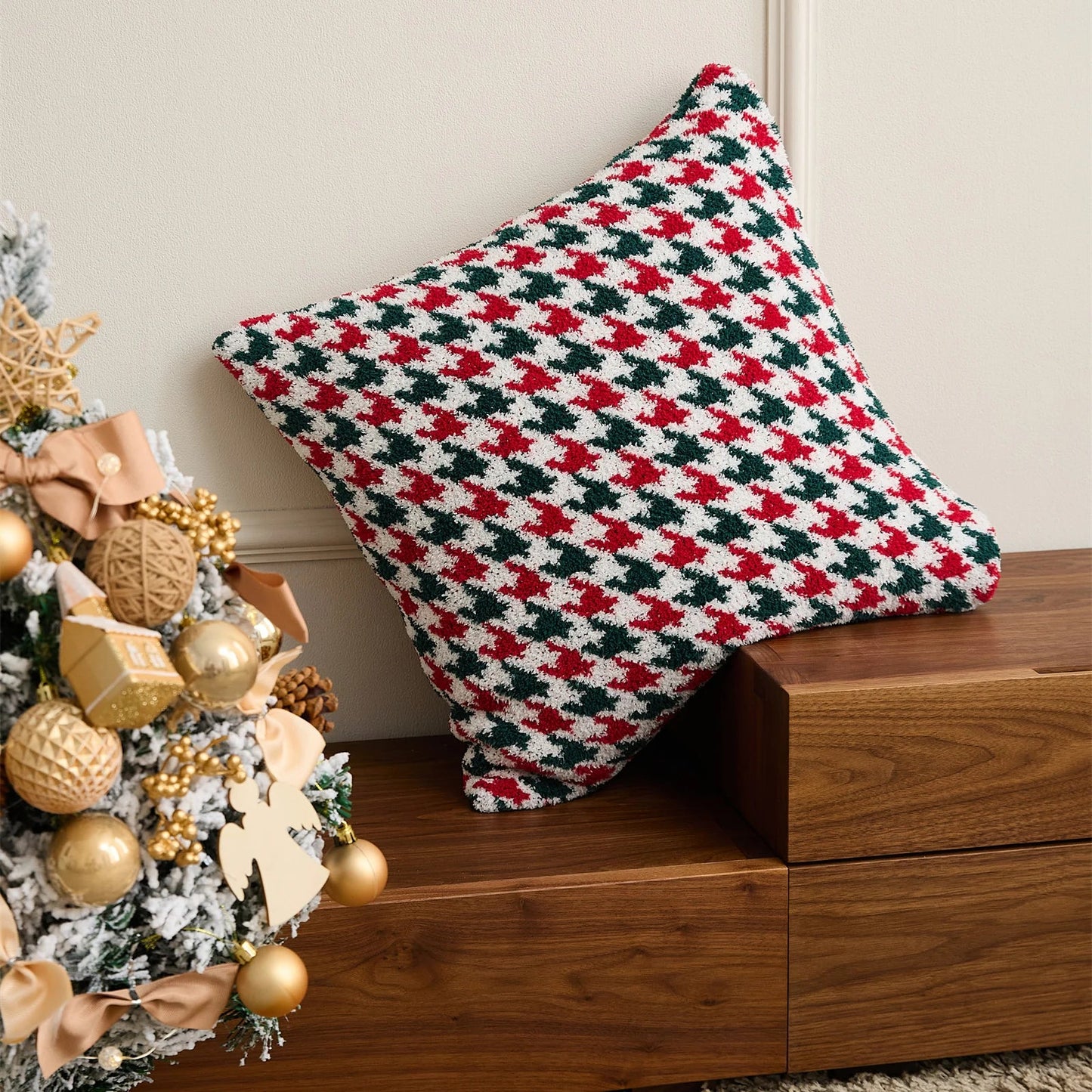 Houndstooth Christmas Cushion Cover-0