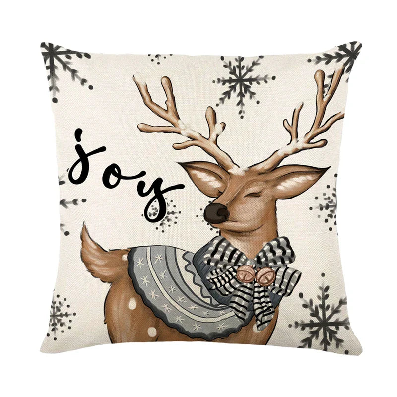 Christmas Pillow Cover Snowman Elk Pillow-3