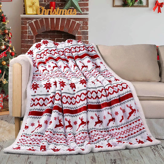 Christmas Sherpa Fleece Throw Blanket-0