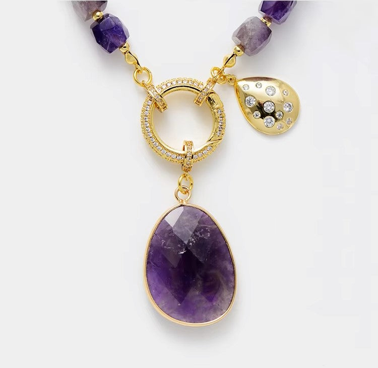 Amethyst Crystal Pendant Necklaces-1