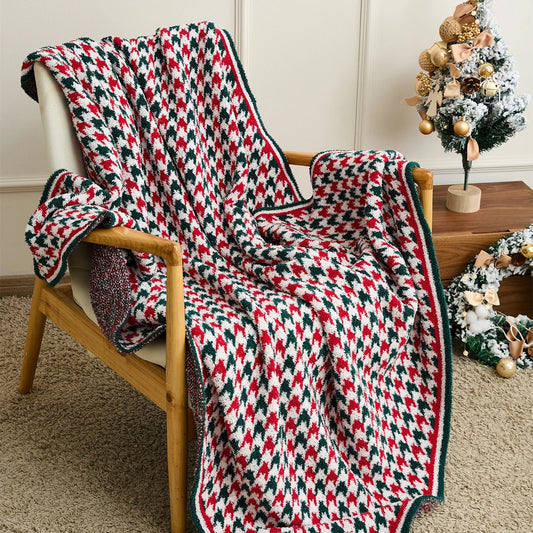 Houndstooth Plaid Blanket-0