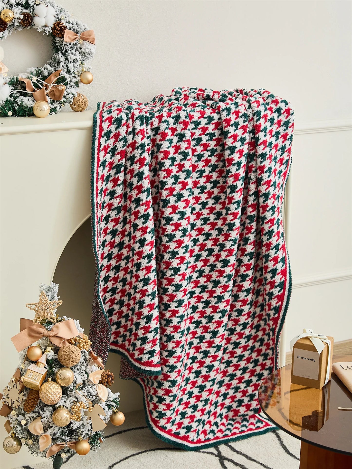 Houndstooth Plaid Blanket-4