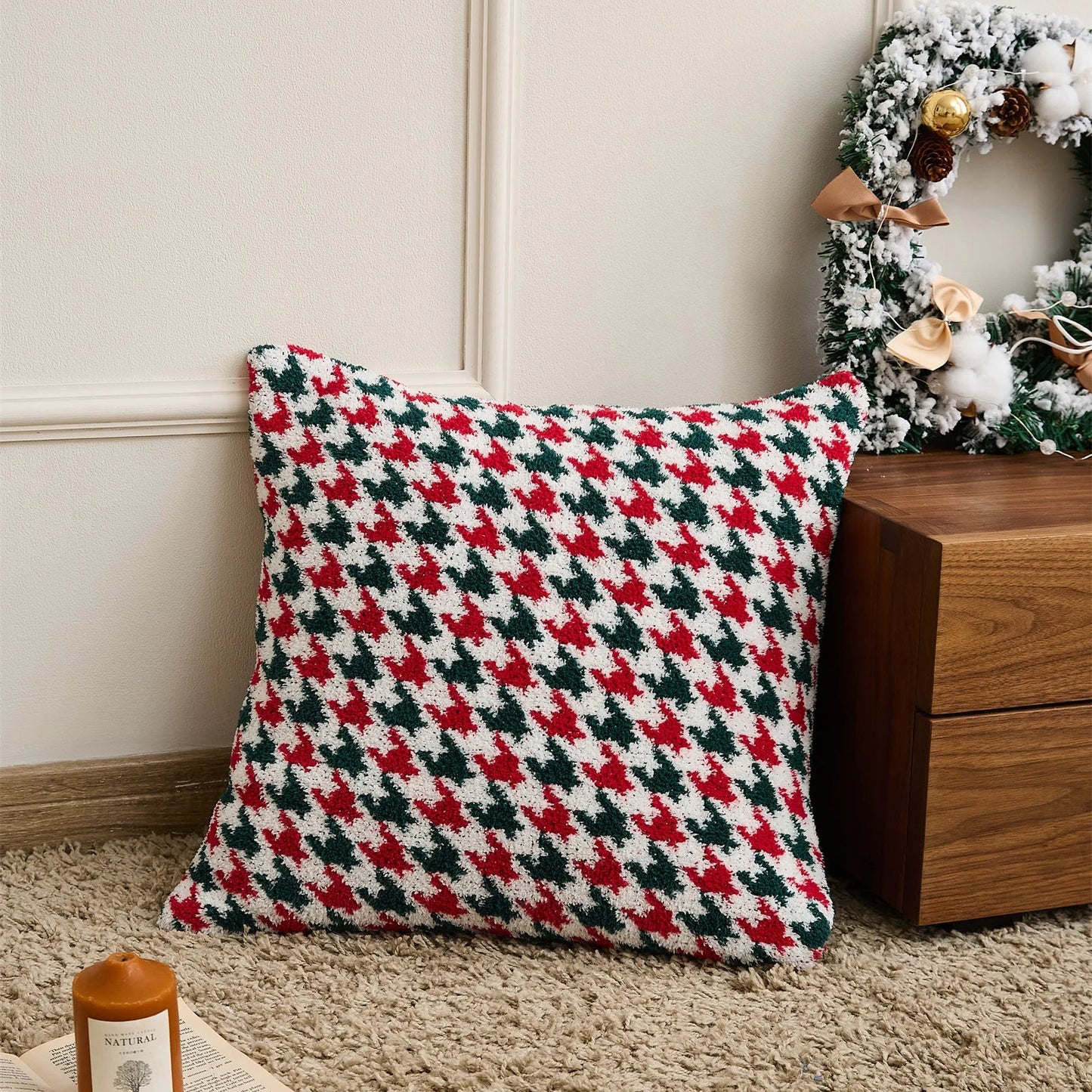 Houndstooth Christmas Cushion Cover-5