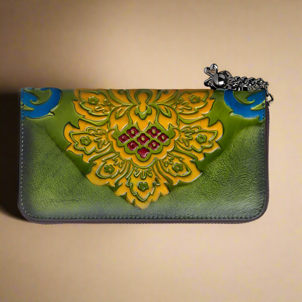 Floral Embossed Leather Wallet-1