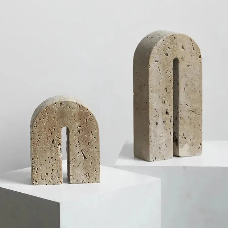 Vintage Travertine  Bookends-1