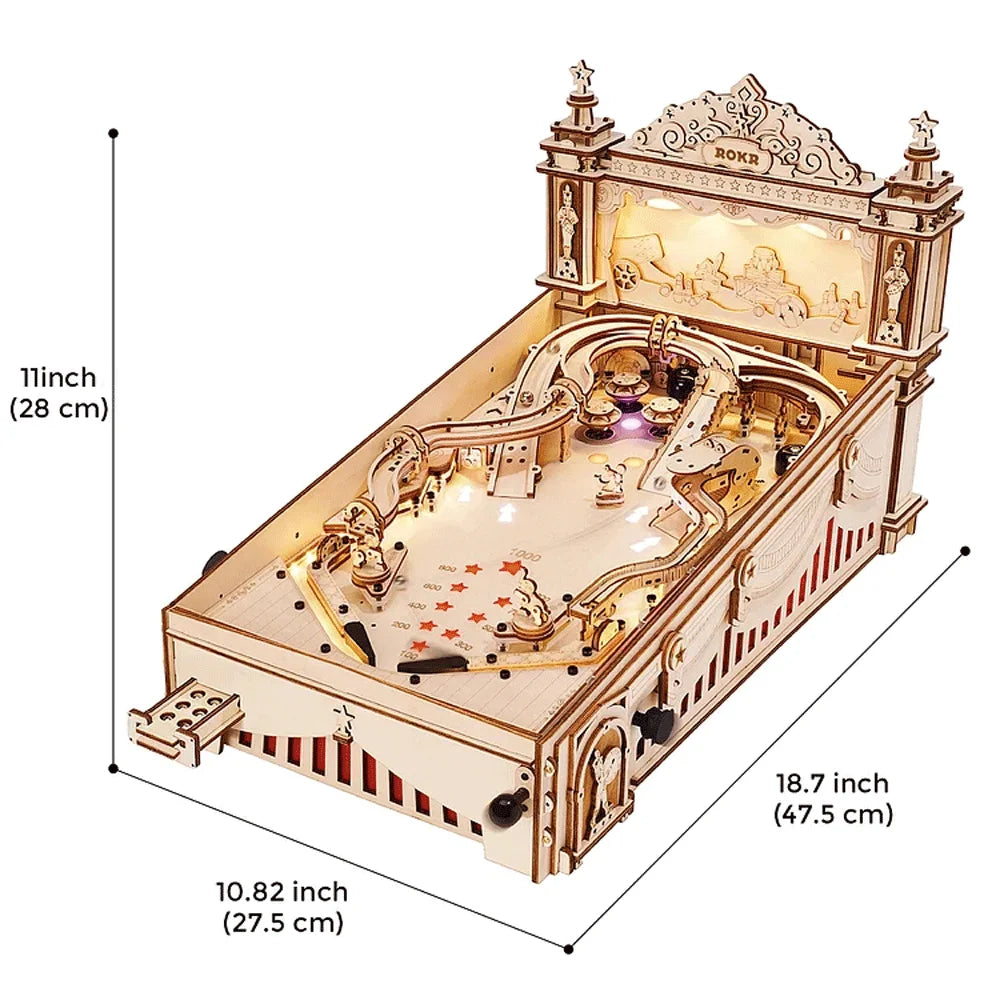 Robotime ROKR 3D Pinball for Kid Adults Family Party Machine Vintage Style Popular Game Smooth Assembly 3D Wooden Puzzles EG01 - Memoriex 