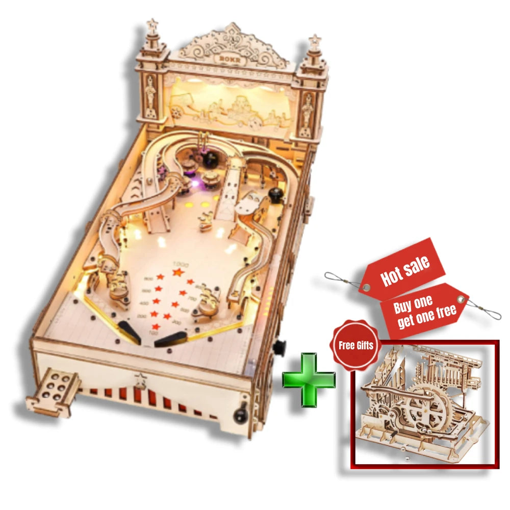 Robotime ROKR 3D Pinball for Kid Adults Family Party Machine Vintage Style Popular Game Smooth Assembly 3D Wooden Puzzles EG01 - Memoriex 