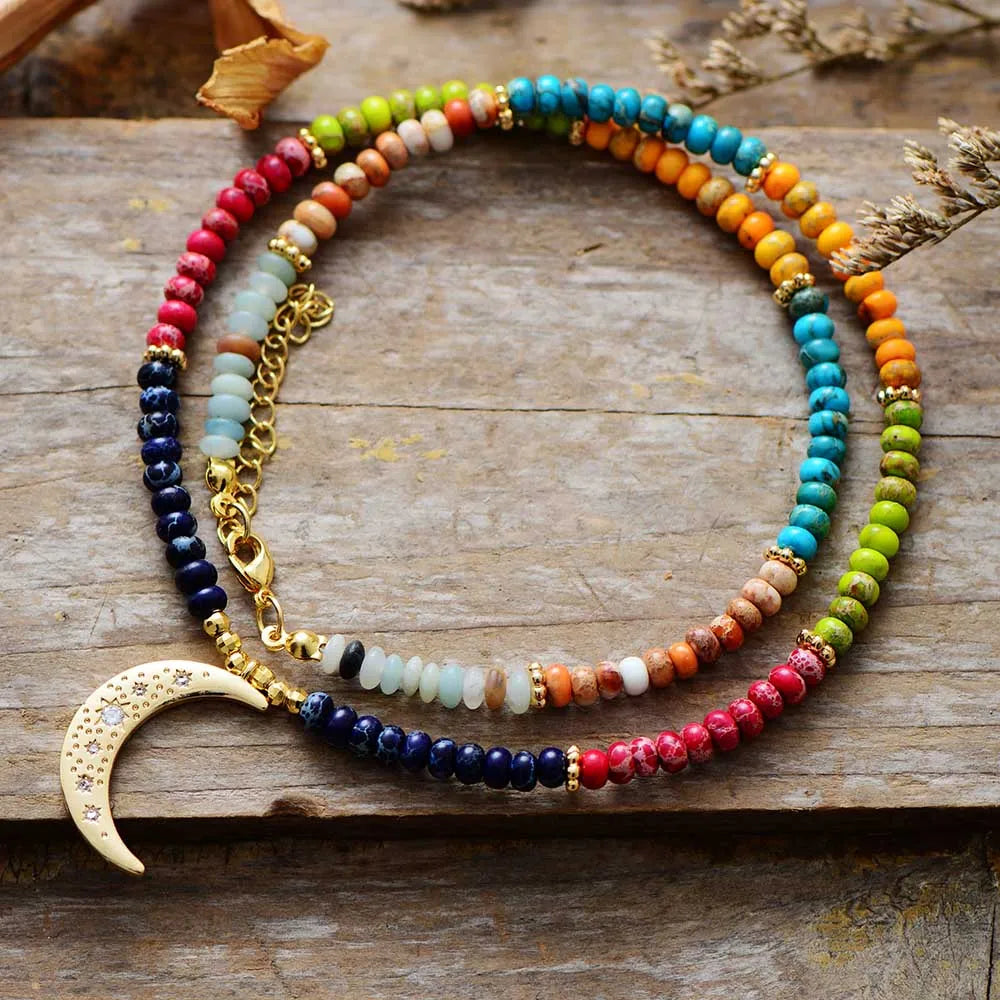 7 Chakra Moon Necklace-0