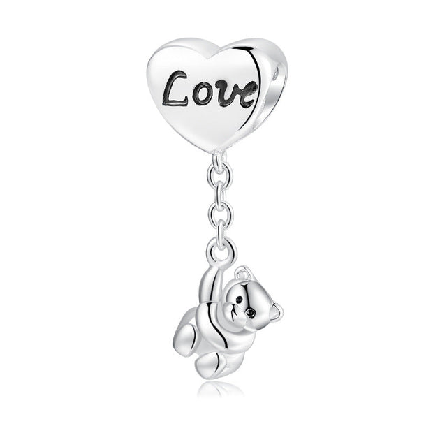 S925 Sterling Silver Sterling Silver Beads Valentine's Day Heart String Bracelet DIY Accessories - Memoriex 