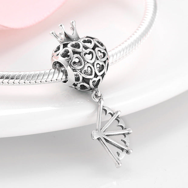 S925 Sterling Silver Sterling Silver Beads Valentine's Day Heart String Bracelet DIY Accessories - Memoriex 