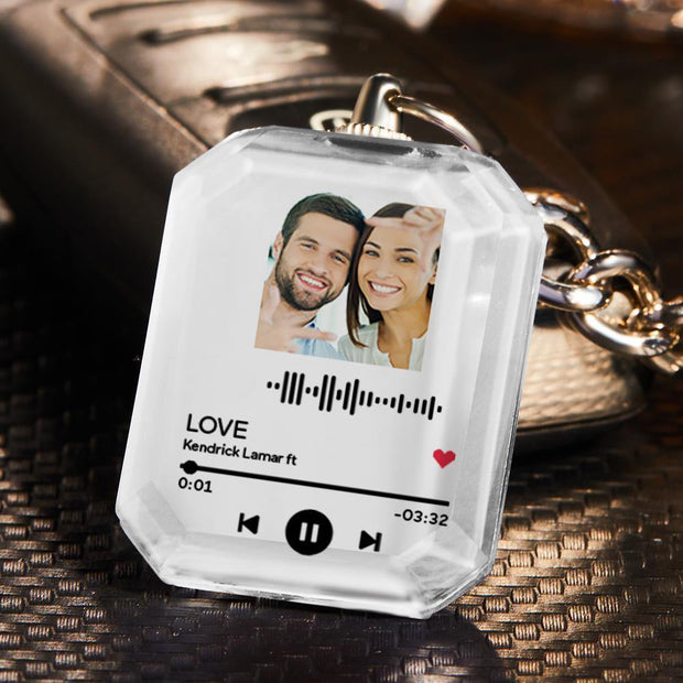 Personalised Crystal Keyring | Scannable Music & Photo | Unique UK Gift | Memoriex - Memoriex