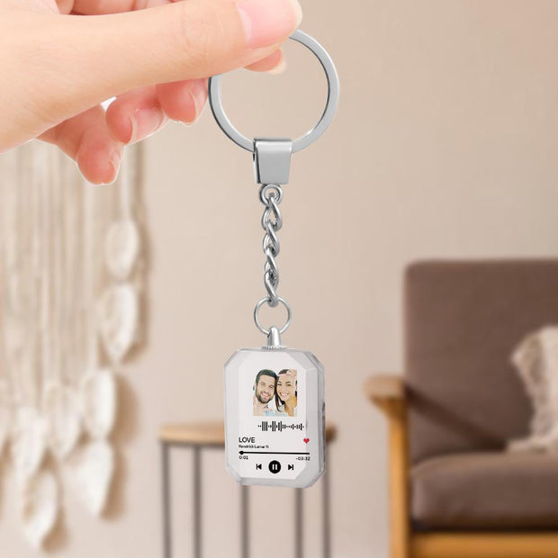 Personalised Crystal Keyring | Scannable Music & Photo | Unique UK Gift | Memoriex - Memoriex