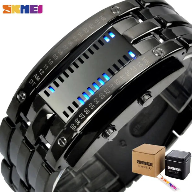 SKMEI 0953 Fashion Creative Sport Watch Women Stainless Steel Strap LED Display Watches 5Bar Waterproof Digital Watch reloj hombre - Memoriex 