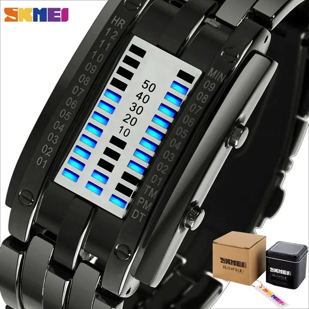 SKMEI 0953 Fashion Creative Sport Watch Women Stainless Steel Strap LED Display Watches 5Bar Waterproof Digital Watch reloj hombre - Memoriex 