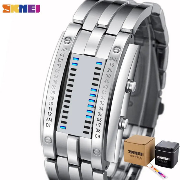 SKMEI 0953 Fashion Creative Sport Watch Women Stainless Steel Strap LED Display Watches 5Bar Waterproof Digital Watch reloj hombre - Memoriex 