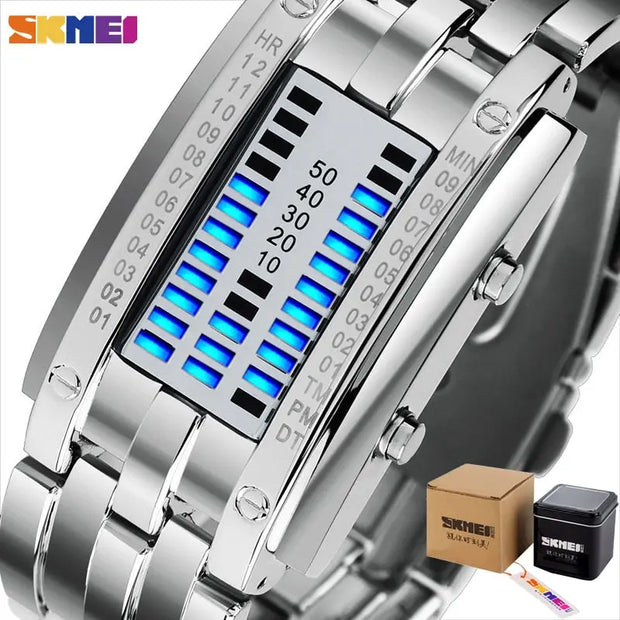 SKMEI 0953 Fashion Creative Sport Watch Women Stainless Steel Strap LED Display Watches 5Bar Waterproof Digital Watch reloj hombre - Memoriex 
