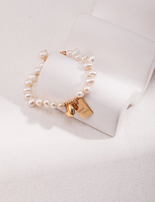 Lucky Engraved Freshwater Pearls Bracelet-0