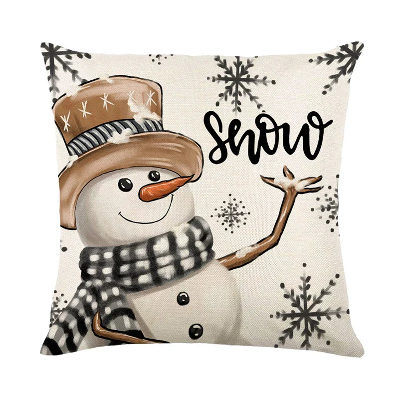 Christmas Pillow Cover Snowman Elk Pillow-1