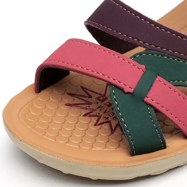 Sandals for women with soft soles middle-aged flat shoes middle-aged and elderly women's shoes plus size elderly sandals anti sl - Memoriex 