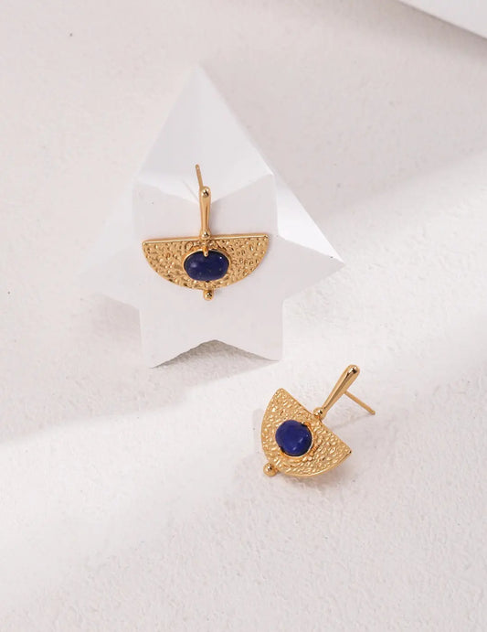 Scalloped Lapis Lazuli Earrings - Memoriex