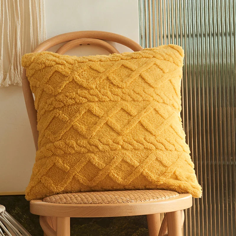 Twist Knitting Plush Pillow Case-2