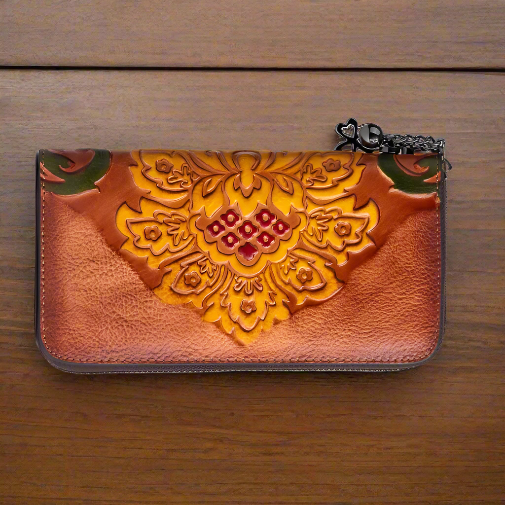 Floral Embossed Leather Wallet-3