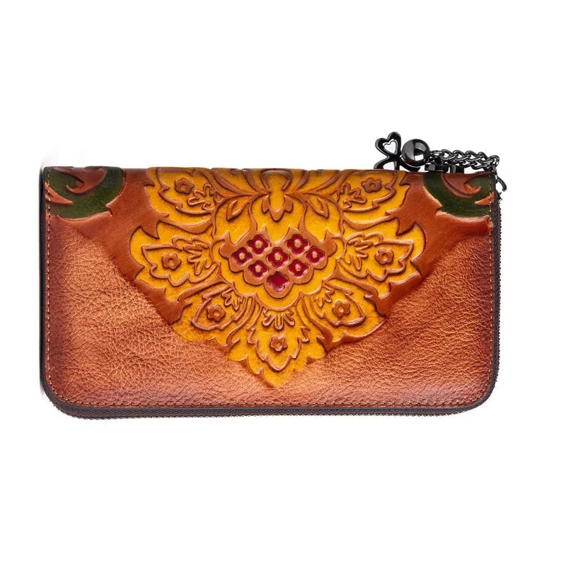 Floral Embossed Leather Wallet-4