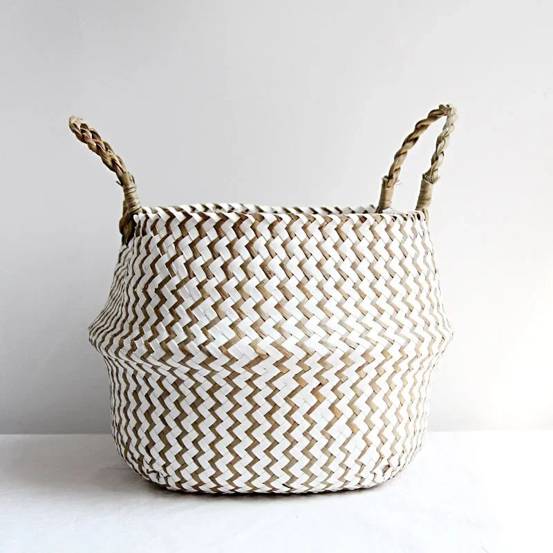 Striped Wicker Storage Baskets-2