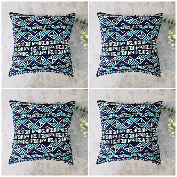 Set of 2 / 4 African Print | 40x40cm | Mudcloth Boho Cushion Cover 100% Cotton Wax Ankara Fabric-0
